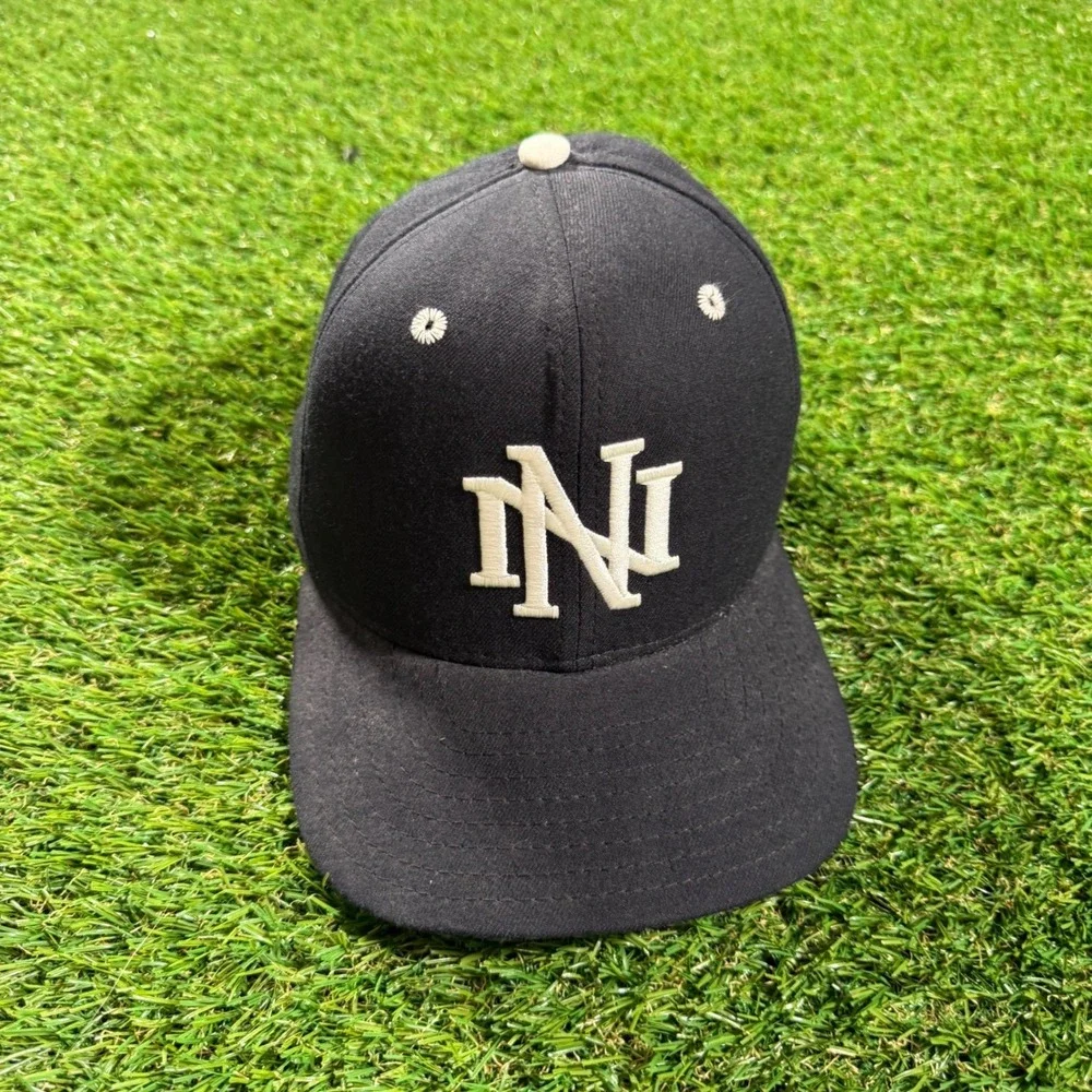 Vintage New Era Pro Model NU Fitted Hat Size 7 Made USA Black‎ Green Brim